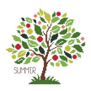 W 10912 Cross stitch pattern PDF - Seasonal tree - Summer