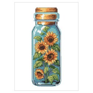 W 10908 Cross stitch pattern PDF - Sunflowers in a bottle