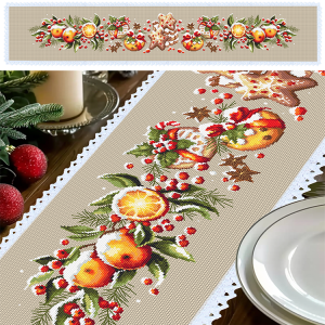 Cross stitch pattern for a phone - Long table runner with holiday treats