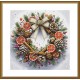 NCP 2314 Cross stitch kit with printed background - Christmas wreath