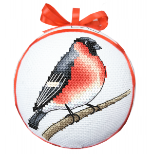W 11043 Cross stitch pattern PDF - Christmas ball with a bullfinch