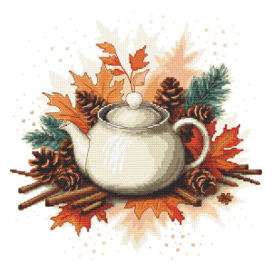 GC 11035 Cross stitch pattern on paper - Autumn teapot