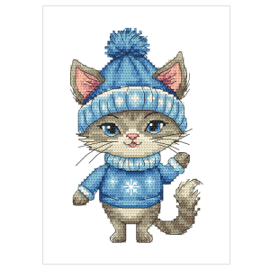 S 10937 Cross stitch pattern for a phone - Winter cat