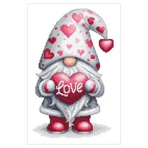 W 11062 Cross stitch pattern PDF - Valentine's Day gnome