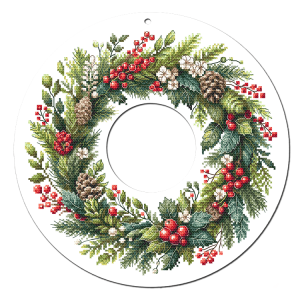 Cross stitch pattern for a phone - Winter wreath