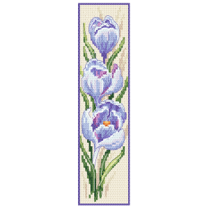 W 10947 Cross stitch pattern PDF - Bookmark with crocuses