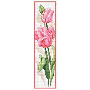 W 10946 Cross stitch pattern PDF - Bookmark with tulips