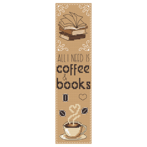 Cross stitch pattern for a phone - Bookmark - coffee & books