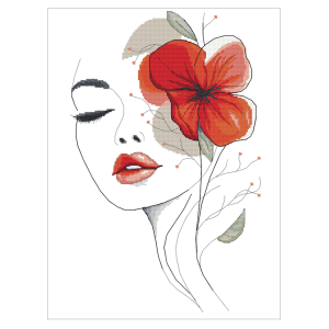S 11079 Cross stitch pattern for a phone - Woman with a flower III