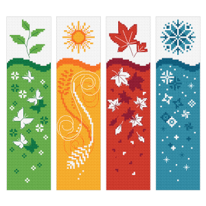 Cross stitch pattern for a phone - Bookmarks - 4 seasons