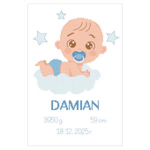 GC 11123 Cross stitch pattern on paper - Birth certificate - Baby boy