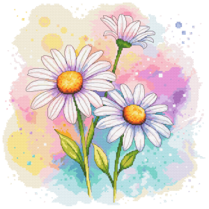 Cross stitch pattern for a phone - Watercolor daisies