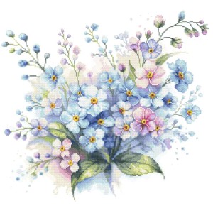 Cross stitch pattern for a phone - Forget-me-nots