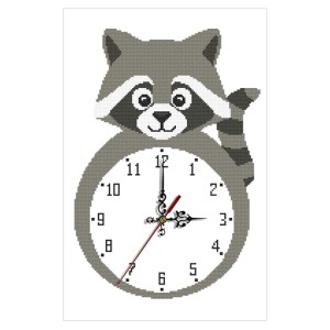 Cross stitch pattern for a phone - Clock - Raccoon