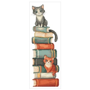 Cross stitch pattern for a phone - Cats on books