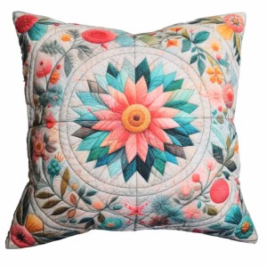 POD-09 Poduszka w stylu patchwork - Niebieski kwiat