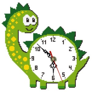 Cross stitch pattern for a phone - Clock - Dinosaur