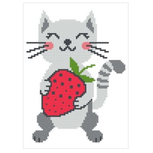 S 11129 Cross stitch pattern for a phone - Kitten with a strawberry