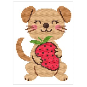 Cross stitch pattern for a phone - Doggy with a strawberry