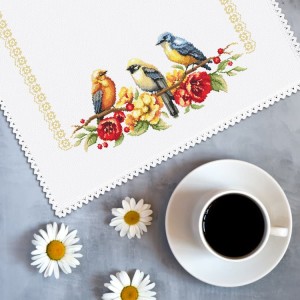 ZU 10576 Cross stitch kit - Napkin with birds