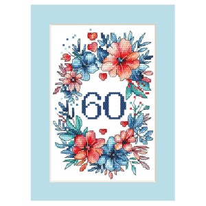 S 10964 Cross stitch pattern for a phone - Birthday card with a floral arrangement