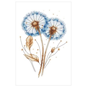 Cross stitch pattern for a phone - Blue dandelions I