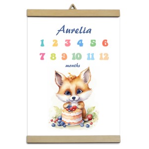 0522-PE Personalizowany plakat - Pierwszy rok życia - Lisek