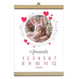 0523-PE Personalizowany plakat - Pierwszy rok życia - Serduszka
