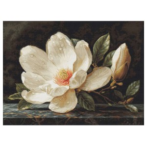 LS B713 Zestaw do haftu - Magnolia w kroplach rosy