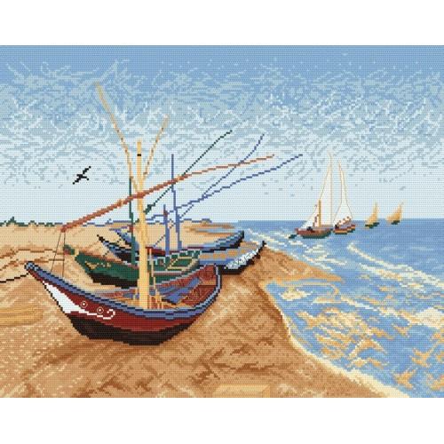 Wzór graficzny online - Barki na plaży - V. van Gogh Wzór graficzny online - Barki na plaży - V. van Gogh
