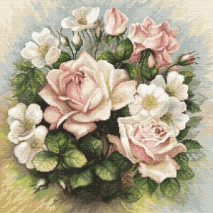 W 8845 Cross stitch pattern PDF - Pastel roses