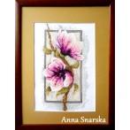 4540 Kanwa z nadrukiem - Kwiaty magnolii