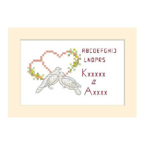 Wzór graficzny online - Kartka ślubna - Dwa gołąbki Wzór graficzny online - Kartka ślubna - Dwa gołąbki