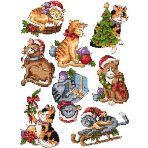 W 4861 Cross stitch pattern PDF - Christmas cats