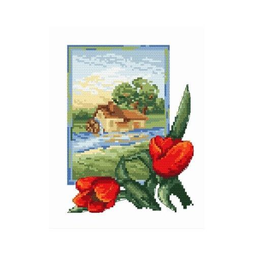 GC 4594 Wzór graficzny - Pejzaż z tulipanami
