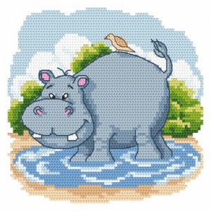 GC 8644 Cross stitch pattern on paper - Funny hippo