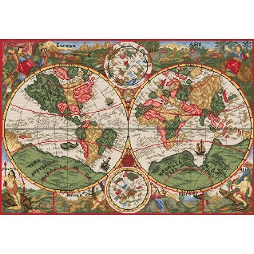 Aida z nadrukiem - Antyczna mapa świata Aida z nadrukiem - Antyczna mapa świata