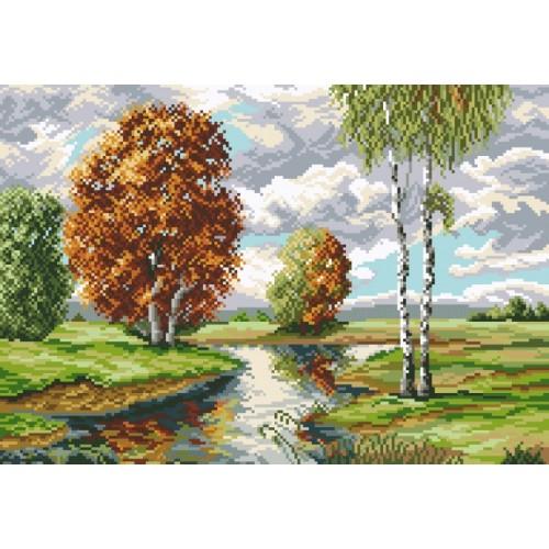 Aida z nadrukiem - Brzozy nad rzeką Aida z nadrukiem - Brzozy nad rzeką