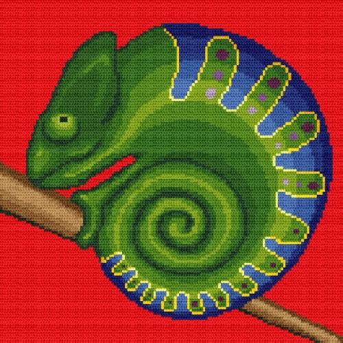Aida z nadrukiem - Zakręcony kameleon Aida z nadrukiem - Zakręcony kameleon