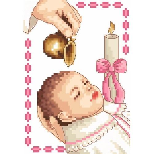Aida z nadrukiem - Kartka - Chrzest dziewczynki Aida z nadrukiem - Kartka - Chrzest dziewczynki
