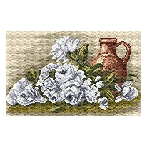 Zestaw z muliną - Białe róże Zestaw z muliną - Białe róże
