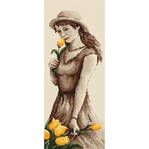 Zestaw z muliną - B. Sikora - Dziewczyna z tulipanem Zestaw z muliną - B. Sikora - Dziewczyna z tulipanem