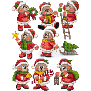 ZU 4840 Cross stitch kit - Christmas decorations - Teddy bears