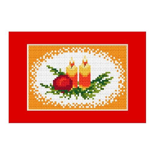 Zestaw z muliną - Kartka świąteczna - Świeczki Zestaw z muliną - Kartka świąteczna - Świeczki