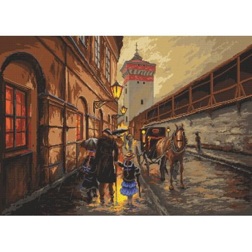 Zestaw z nadrukiem i muliną - Kraków - Deszcz na Pijarskiej - M.Szeib Zestaw z nadrukiem i muliną - Kraków - Deszcz na Pijarskiej - M.Szeib