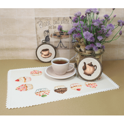 GU 8638 Cross stitch pattern - Dishcloth - Coffee set