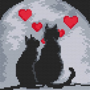 GC 4379 Cross stitch pattern on paper - Cats in love