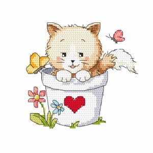 Z 8722 Cross stitch kit - Cat in a pot