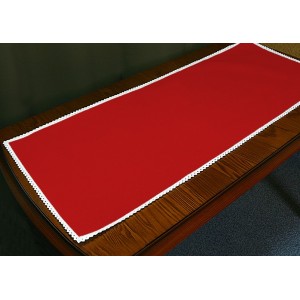 986-06 Runner Aida with lace 40x90 cm red