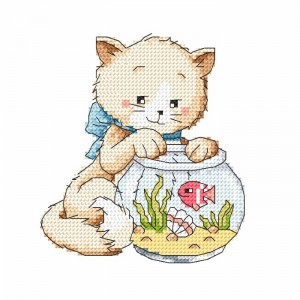 W 8723 Cross stitch pattern PDF - Playing with a fish